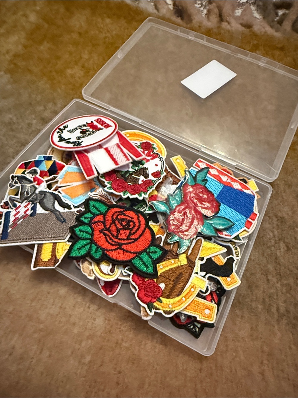 Assorted Embroidered Iron-On Patches - Horse, Derby, Red Rose and Floral Mix